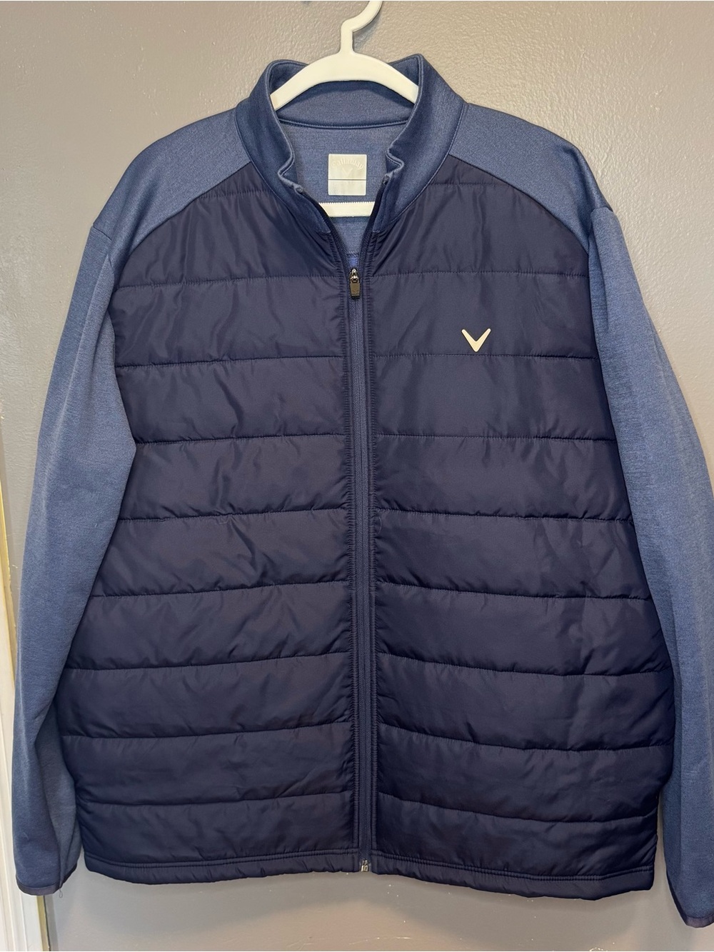 Callaway Two-Tone Quilted Golf Jacket in Navy and Slate